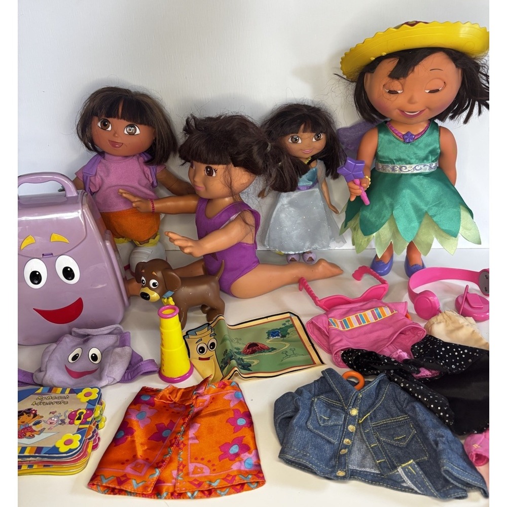 20+ Lot Of‎ Dora The Explorer Gymnastic, Fairy, Dancing, Back Pack, Map, READ!!